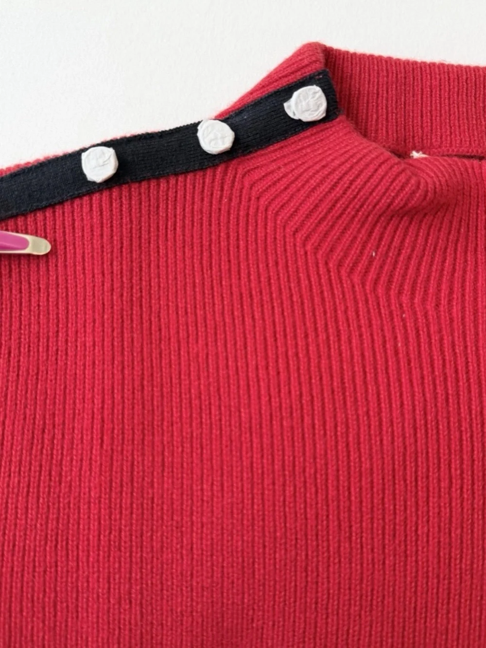 Tory Burch Sardy Red Sweater Dress Women Size L Merino Wool Stripe Mock Neck NWT